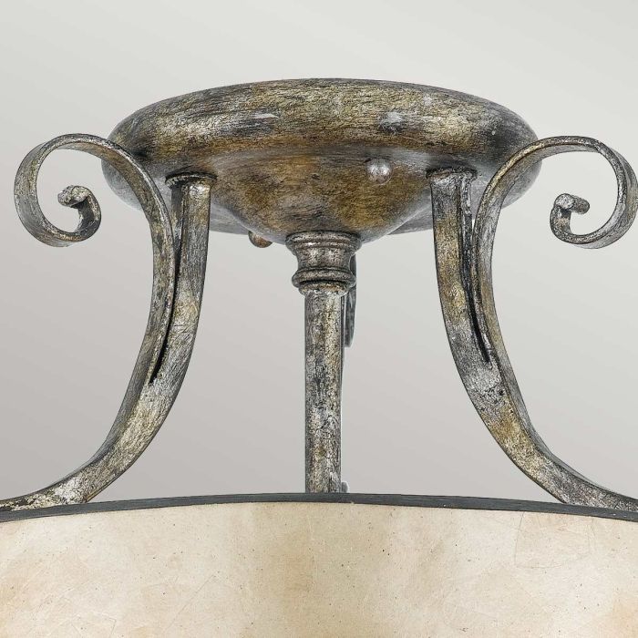 Elstead Lighting Kendra 3 Light Semi-Flush Light - Mottled Silver