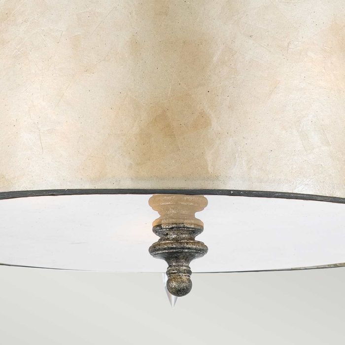 Elstead Lighting Kendra 3 Light Semi-Flush Light - Mottled Silver