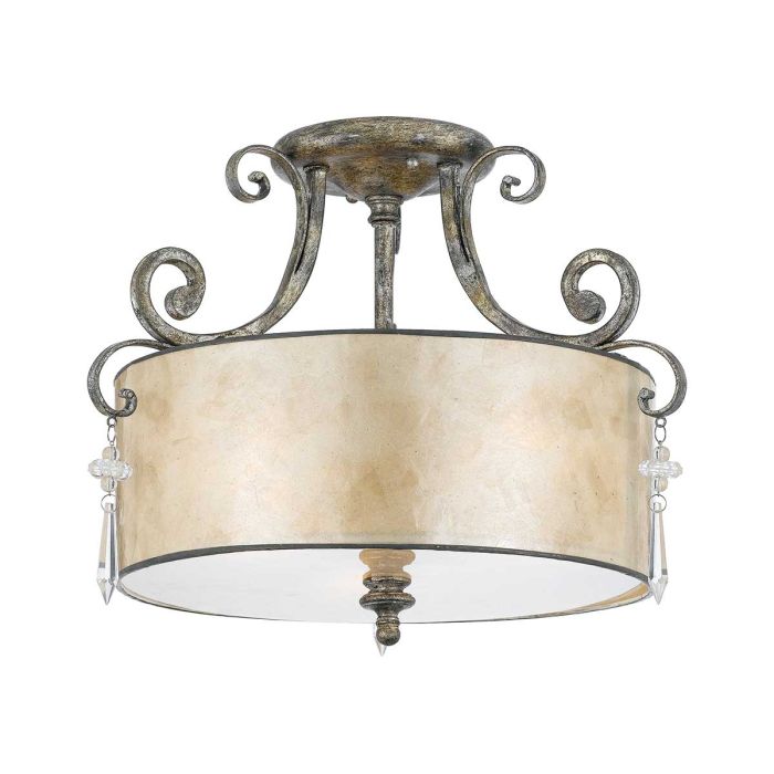 elstead lighting Kendra 3 Light Semi-Flush Light - Mottled Silver