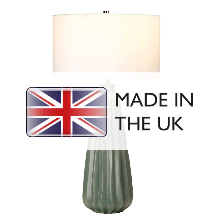 Elstead Lighting Kew 1 Light Table Lamp - Sage Green With White Shade