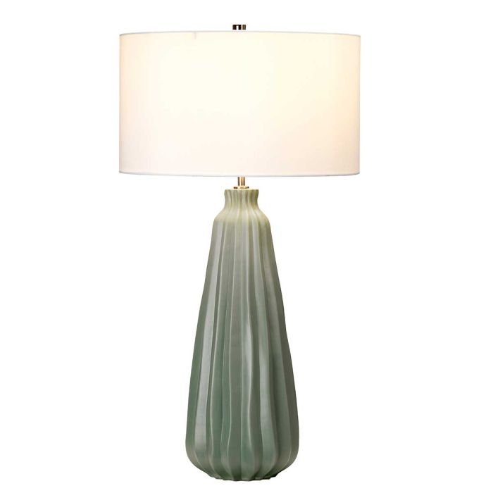 elstead lighting Kew 1 Light Table Lamp - Sage Green with White Shade