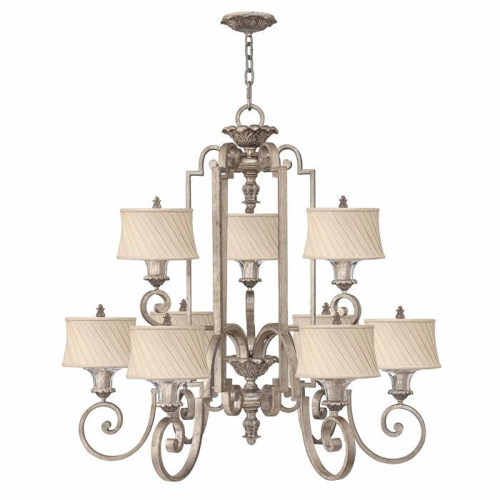 elstead lighting Kingsley 9 Light Chandelier - Silver Leaf