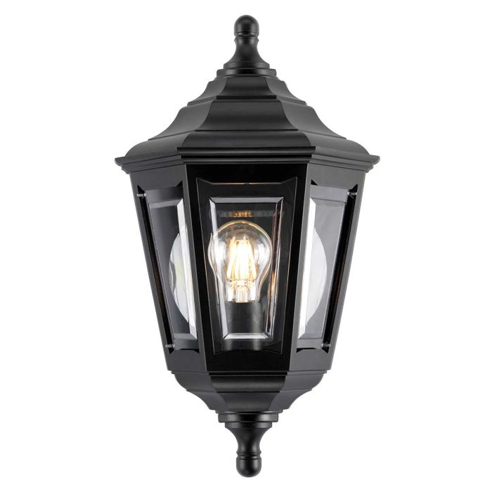 elstead lighting Kinsale 1 Light Flush Lantern Wall Lamp - Black
