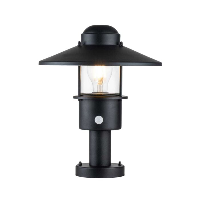 elstead lighting Klampenborg 1 Light Pedestal with PIR - Black