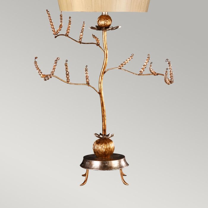 Elstead Lighting Kristal 1 Light Table Lamp - Putty & Gold Leaf With Putty With Acid Wash Shade