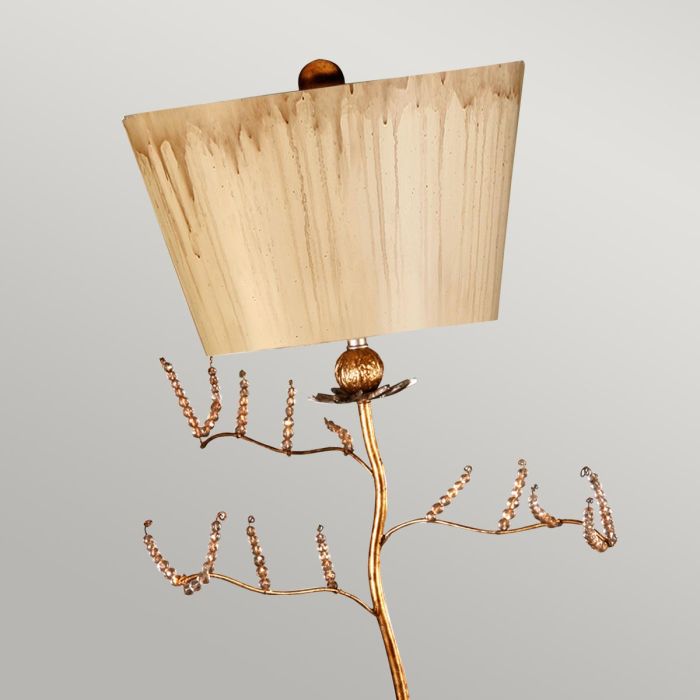 Elstead Lighting Kristal 1 Light Table Lamp - Putty & Gold Leaf With Putty With Acid Wash Shade