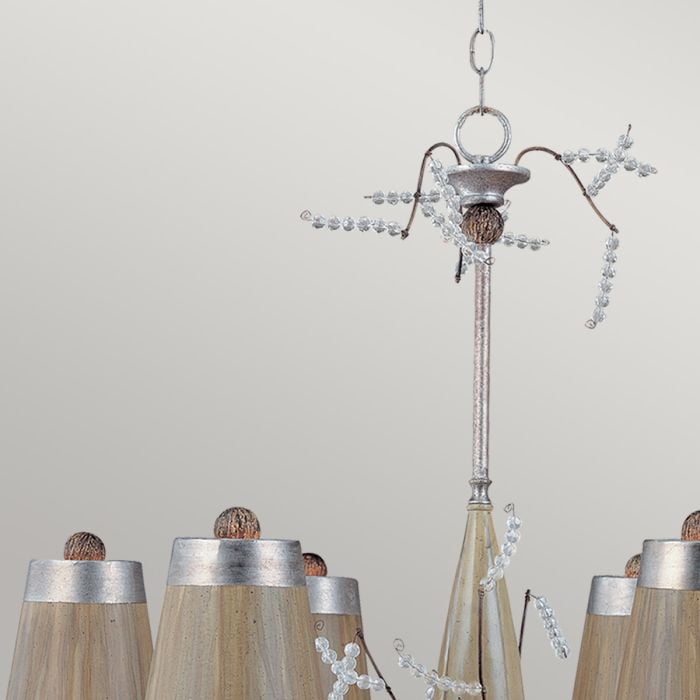 Elstead Lighting Kristal Luxe 6 Light Chandelier - Silver Leaf & Taupe