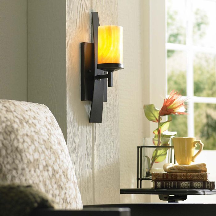 Elstead Lighting Kyle 1 Light Wall Light - Imperial Bronze With Onyx Shade
