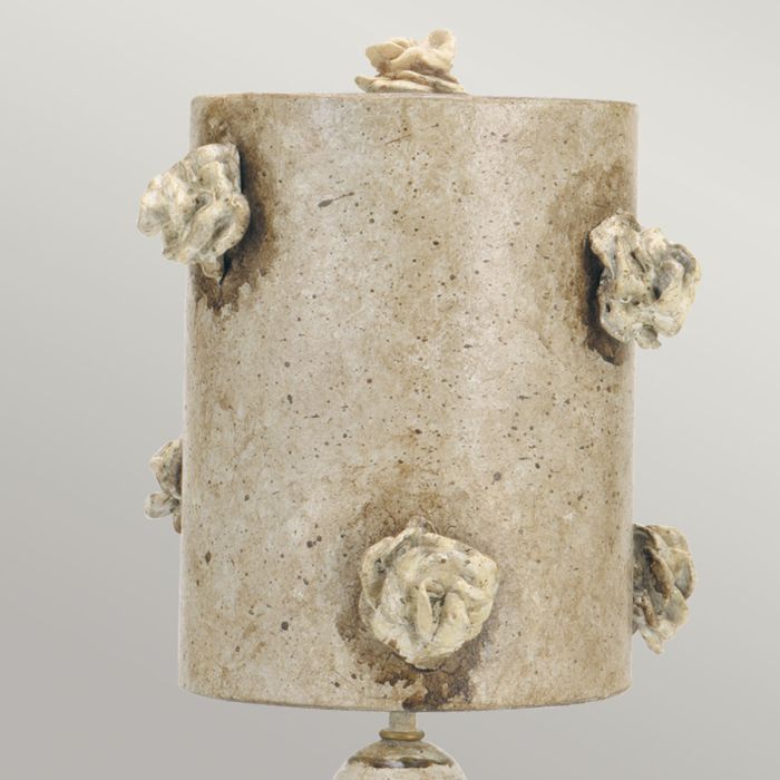Elstead Lighting La Fleurette 1 Light Table Lamp - Cream Tan & Gold Leaf With Antiqued Tan Shade