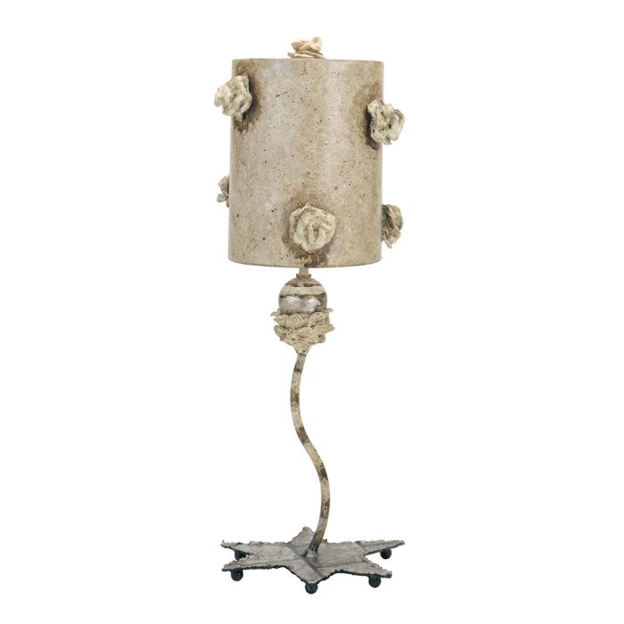 elstead lighting La Fleurette 1 Light Table Lamp - Cream Tan & Gold Leaf with Antiqued Tan Shade