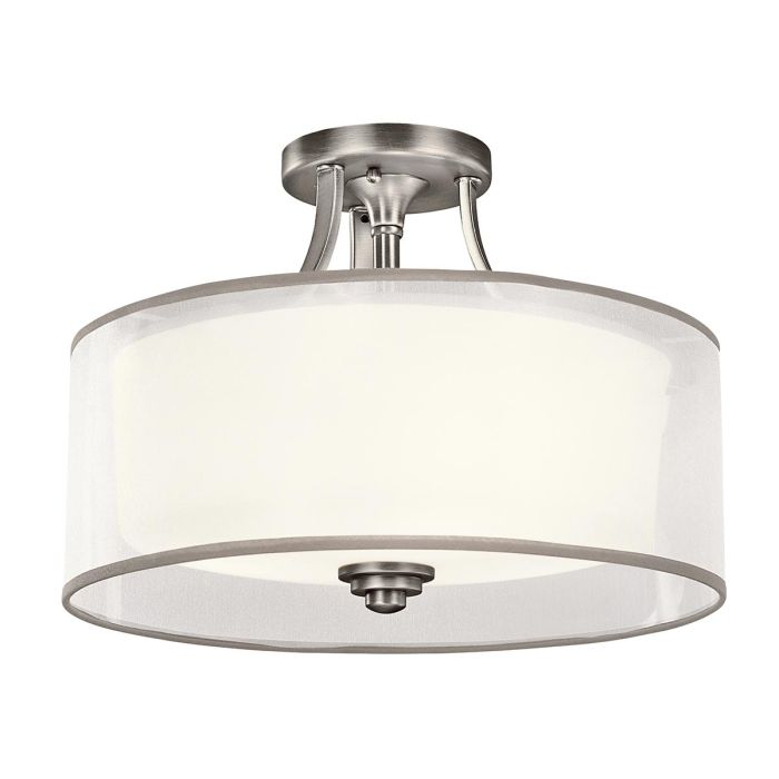 elstead lighting Lacey 3 Light Small Semi-Flush - Antique Pewter