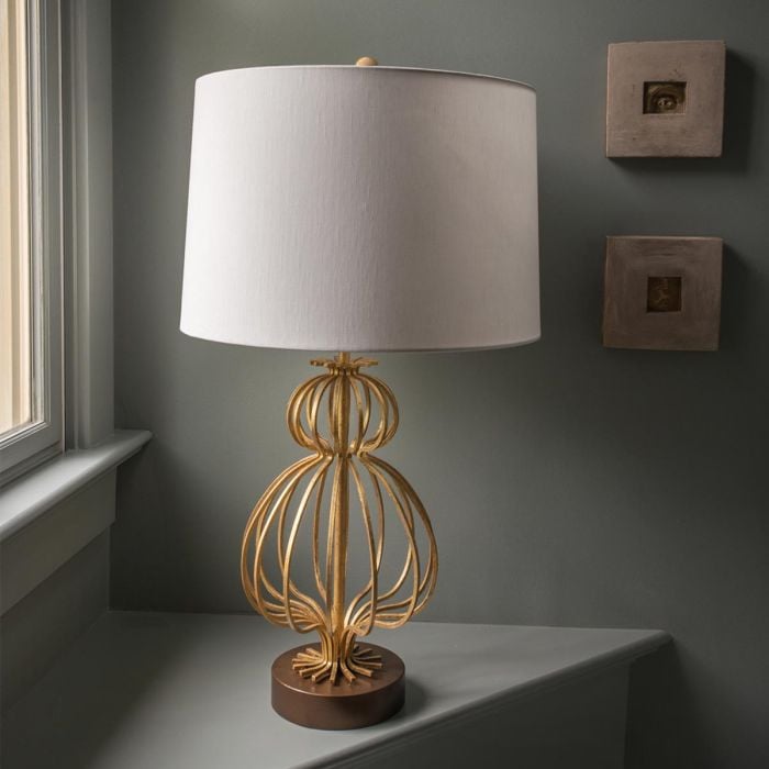 Elstead Lighting Lafitte 1 Light Table Lamp - Distressed Gold With Cream Shade