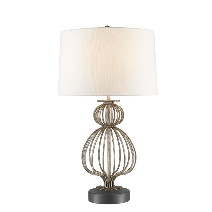 elstead lighting Lafitte 1 Light Table Lamp - Distressed Silver with Cream Shade