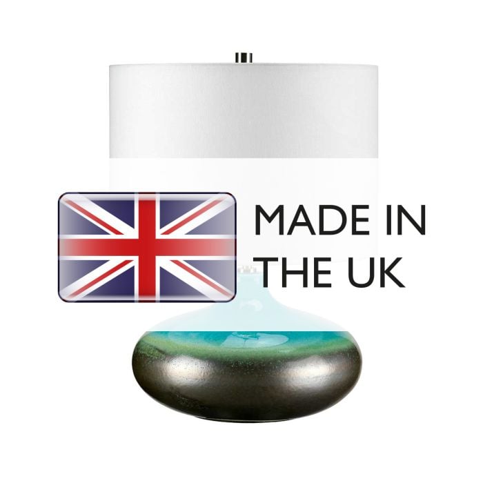 Elstead Lighting Laguna 1 Light Small Table Lamp - Turquoise And Graphite Glaze