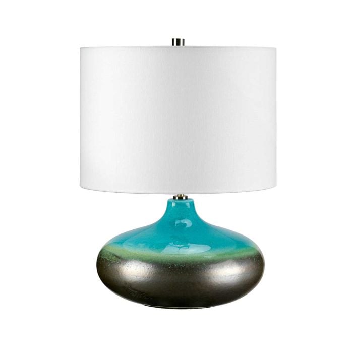 elstead lighting Laguna 1 Light Small Table Lamp - Turquoise and Graphite Glaze