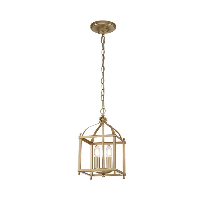elstead lighting Larkin 2 Light Small Pendant - Painted Natural Brass