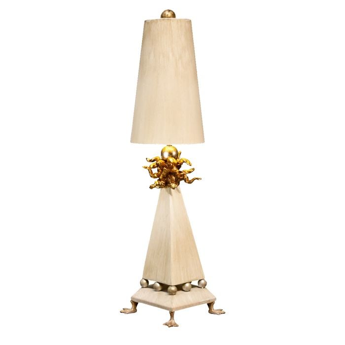 elstead lighting Leda 1 Light Table Lamp - Cream Patina Gold Leaf with Cream Patina Shade