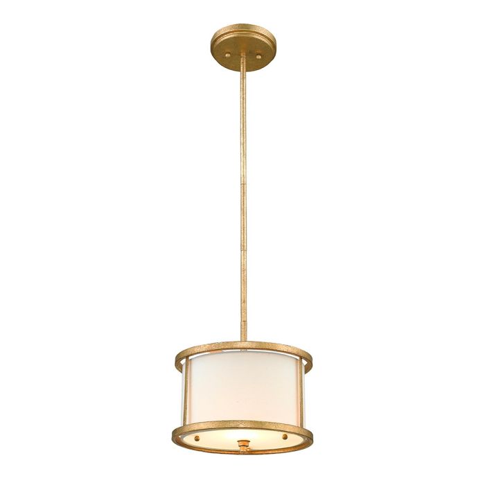 elstead lighting Lemuria 1 Light Duo-Mount Mini Pendant - Distressed Gold Ivory Shade