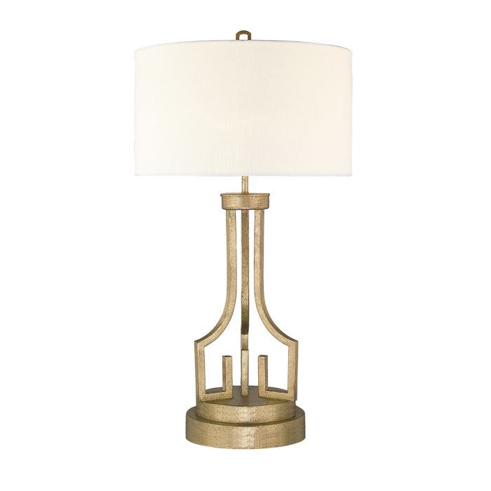 Elstead Lighting Lemuria 1 Light Table Lamp - Distressed Gold With Ivory White Shade