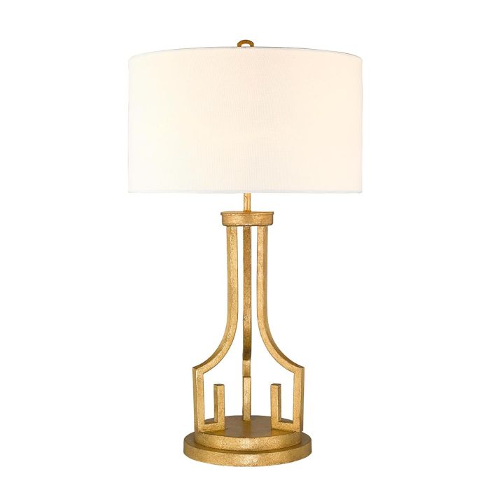 elstead lighting Lemuria 1 Light Table Lamp - Distressed Gold with Ivory White Shade