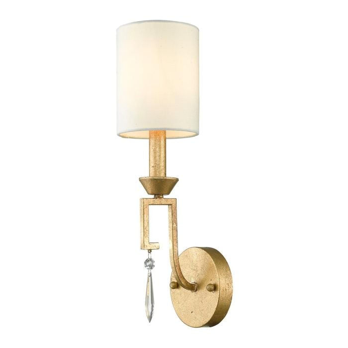 elstead lighting Lemuria 1 Light Wall Light - Distressed Gold Ivory Shade