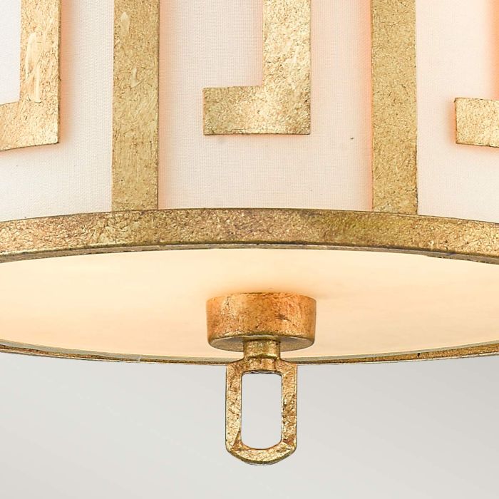 Elstead Lighting Lemuria 2 Light Flush - Distressed Gold Ivory Shade