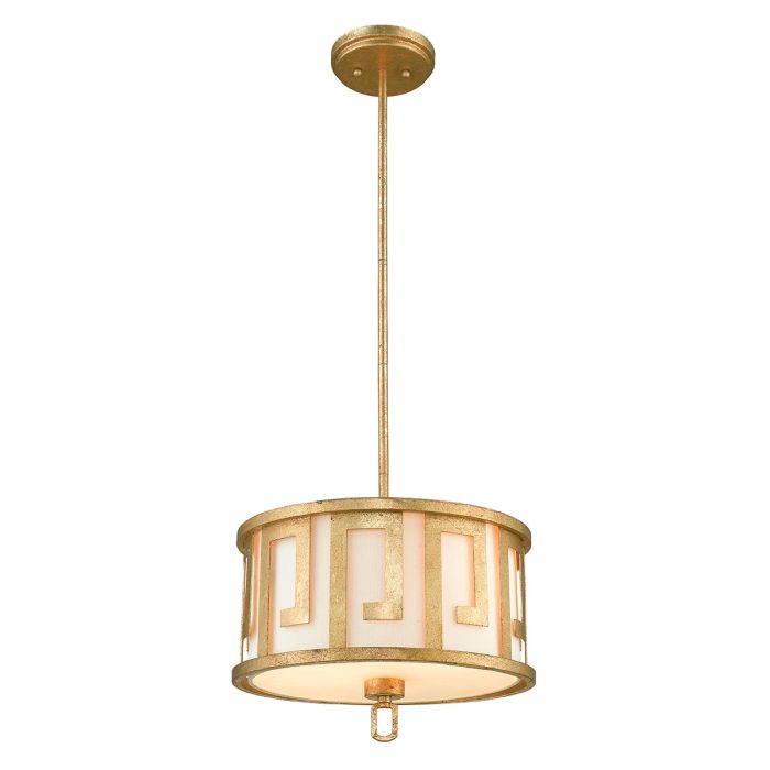 elstead lighting Lemuria 2 Light Medium Pendant - Distressed Gold Ivory Shade