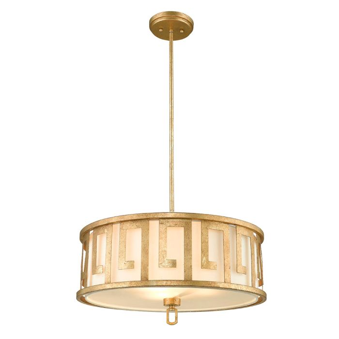 elstead lighting Lemuria 3 Light Duo-Mount Large Pendant - Distressed Gold Ivory Shade