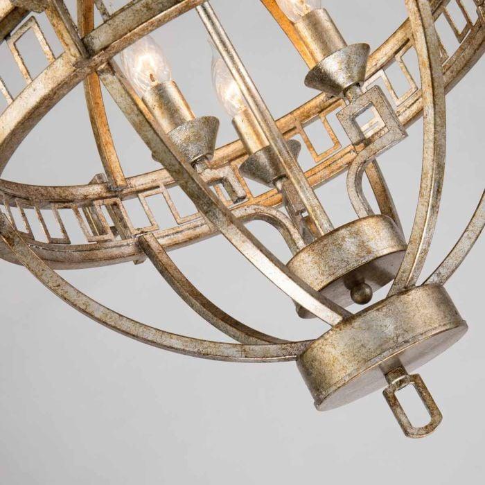 Elstead Lighting Lemuria 3 Light Globe Pendant - Distressed Gold Ivory Shade