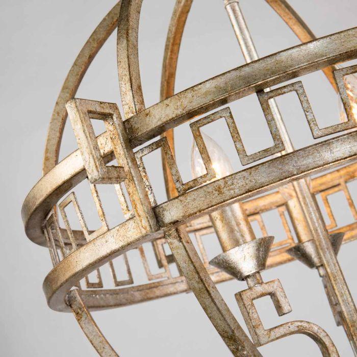 Elstead Lighting Lemuria 3 Light Globe Pendant - Distressed Gold Ivory Shade