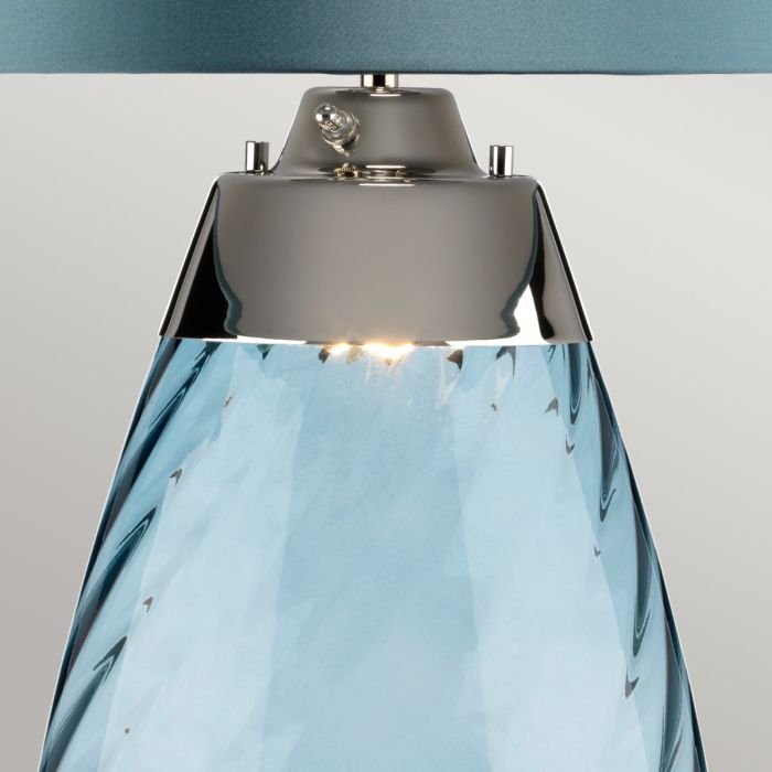 Elstead Lighting Lena 2 Light Large Blue Table Lamp - Blue-tinted Glass / Duck Egg Blue Shade