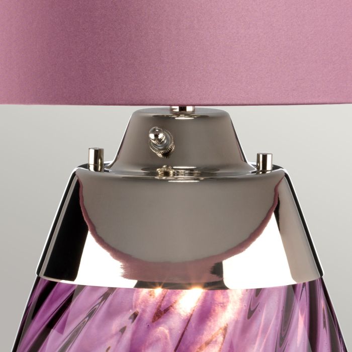 Elstead Lighting Lena 2 Light Large Plum Table Lamp - Plum-tinted Glass / Heather Shade