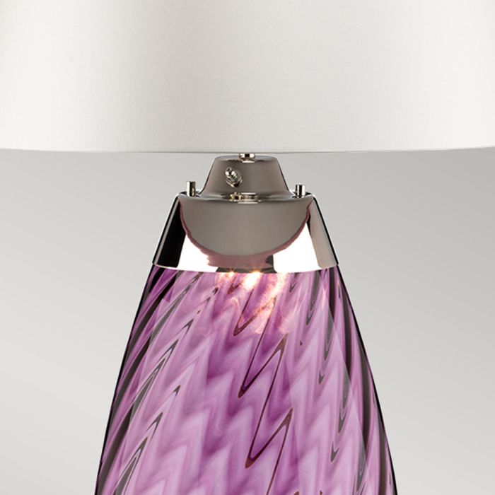 Elstead Lighting Lena 2 Light Large Plum Table Lamp With Off-white Shade - Plum-tinted Glass / Off-White Shade