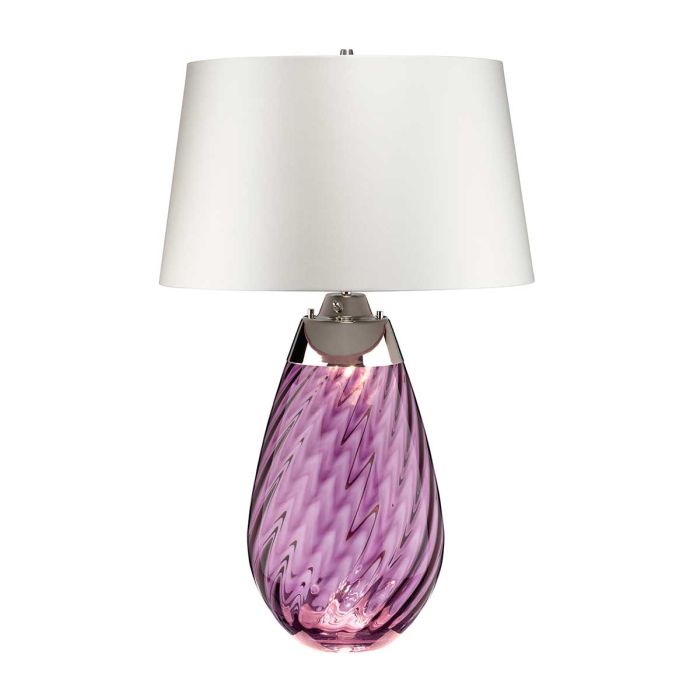 elstead lighting Lena 2 Light Large Plum Table Lamp with Off-white Shade - Plum-tinted Glass / Off-White Shade