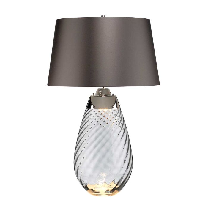 elstead lighting Lena 2 Light Large Smoke Table Lamp - Smoke-tinted Glass / Slate Shade