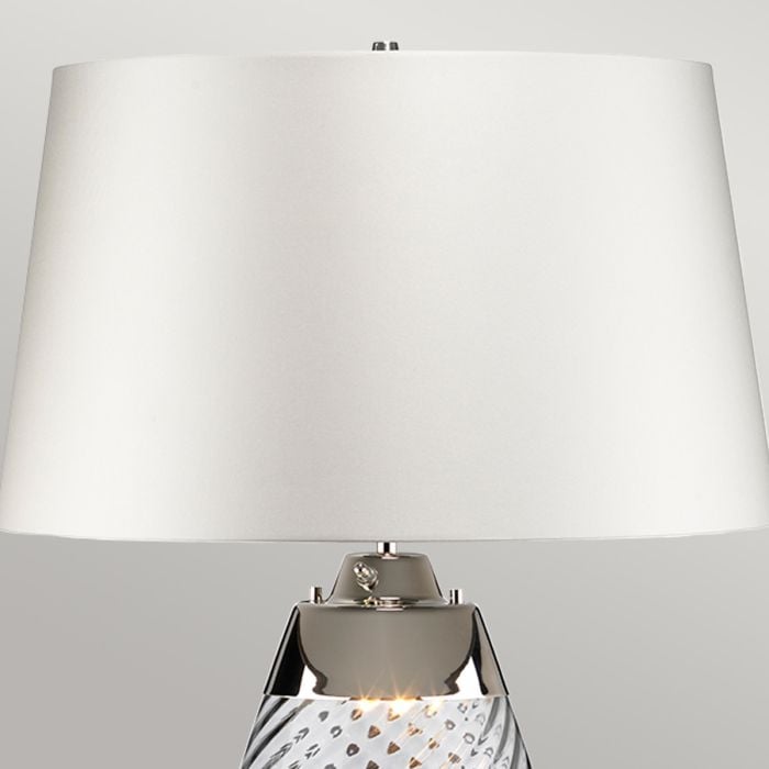 Elstead Lighting Lena 2 Light Large Smoke Table Lamp With Off-white Shade - Smoke-tinted Glass / Off-White Shade
