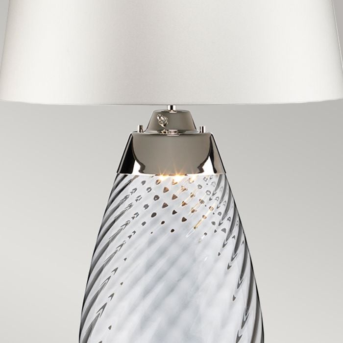 Elstead Lighting Lena 2 Light Large Smoke Table Lamp With Off-white Shade - Smoke-tinted Glass / Off-White Shade