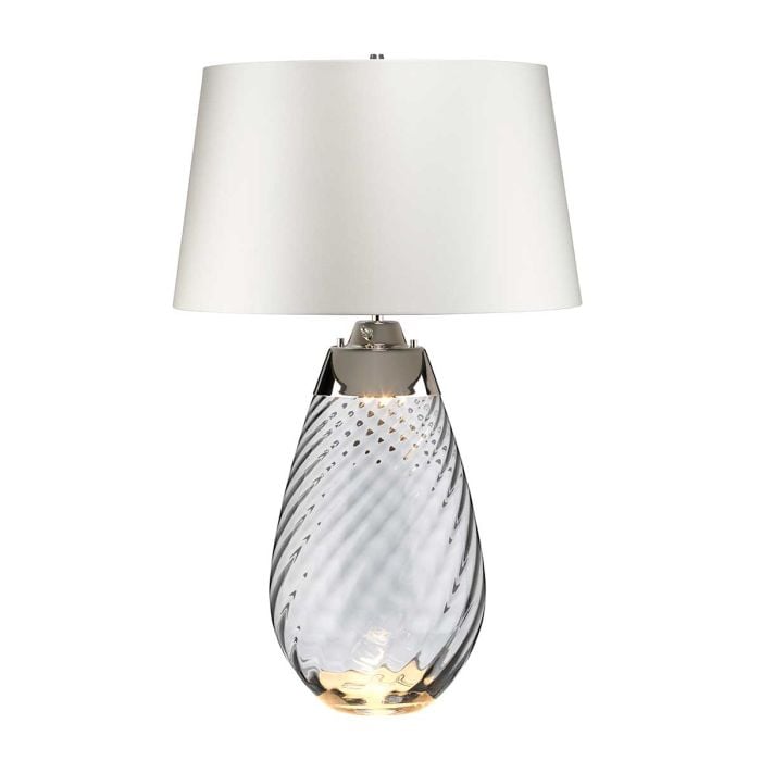Elstead Lighting Lena 2 Light Large Smoke Table Lamp With Off-white Shade - Smoke-tinted Glass / Off-White Shade
