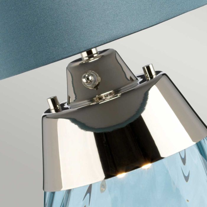 Elstead Lighting Lena 2 Light Small Blue Table Lamp - Blue-tinted Glass / Duck Egg Blue Shade