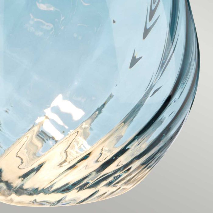 Elstead Lighting Lena 2 Light Small Blue Table Lamp - Blue-tinted Glass / Duck Egg Blue Shade