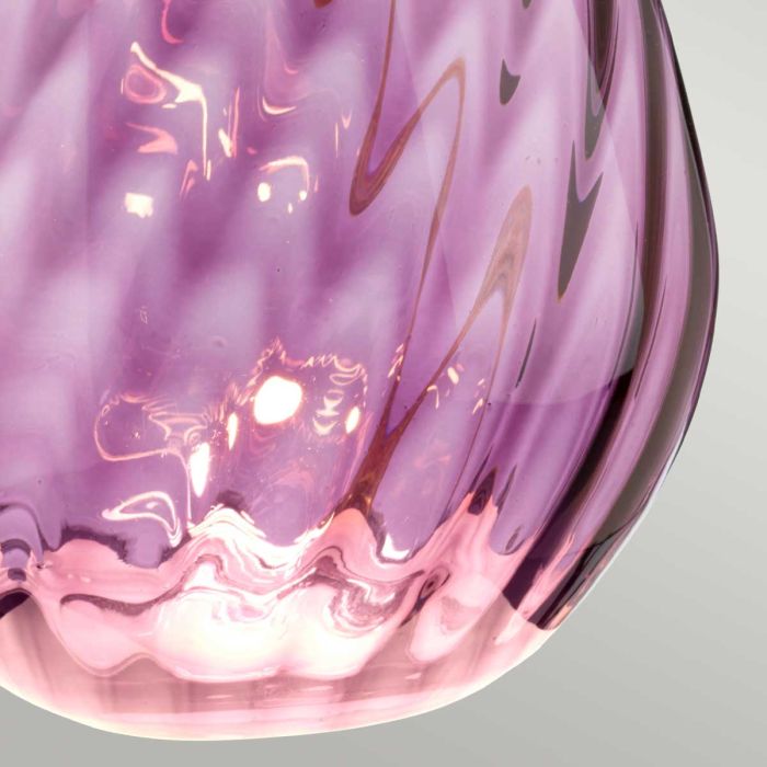 Elstead Lighting Lena 2 Light Small Plum Table Lamp - Plum-tinted Glass / Heather Shade