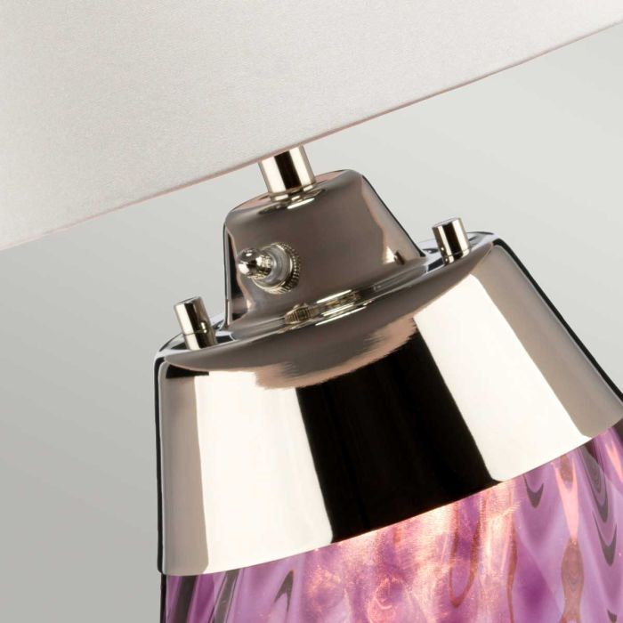 Elstead Lighting Lena 2 Light Small Plum Table Lamp With Off-white Shade - Plum-tinted Glass / Off-White Shade