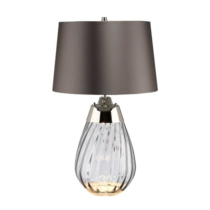 elstead lighting Lena 2 Light Small Smoke Table Lamp - Smoke-tinted Glass / Slate Shade