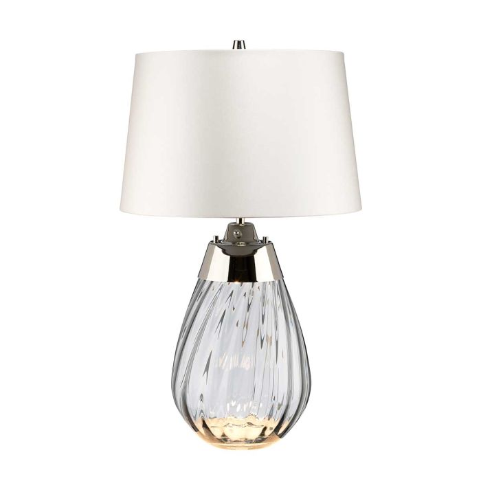 elstead lighting Lena 2 Light Small Smoke Table Lamp with Off-white Shade - Smoke-tinted Glass / Off-White Shade