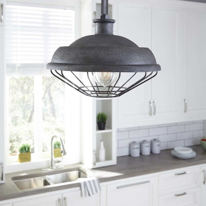 Elstead Lighting Lennex 1 Light Pendant - Slated Grey Metal