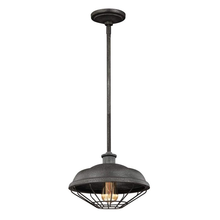 elstead lighting Lennex 1 Light Pendant - Slated Grey Metal