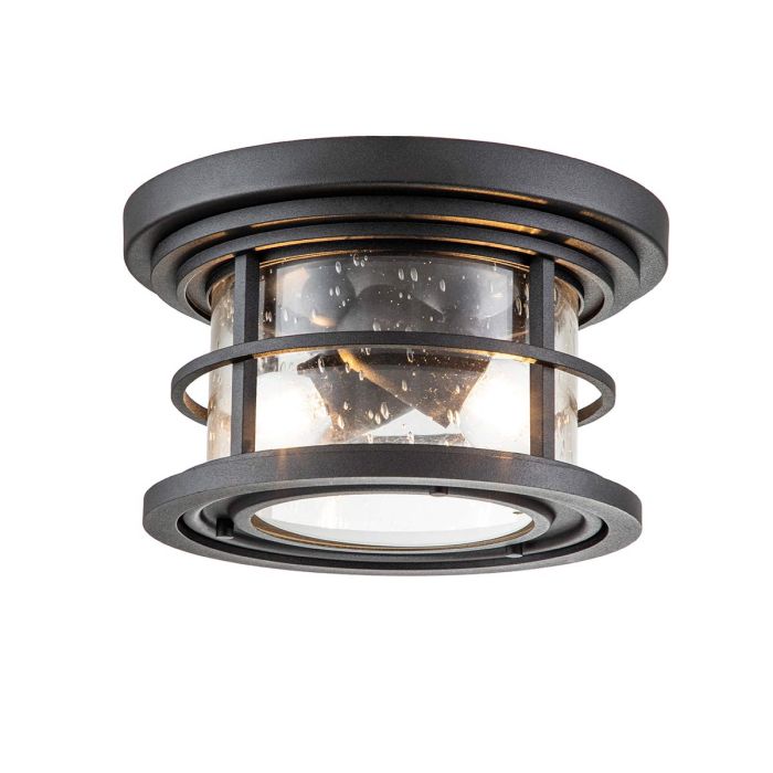 elstead lighting Lighthouse 2 Light Flush - Textured Black