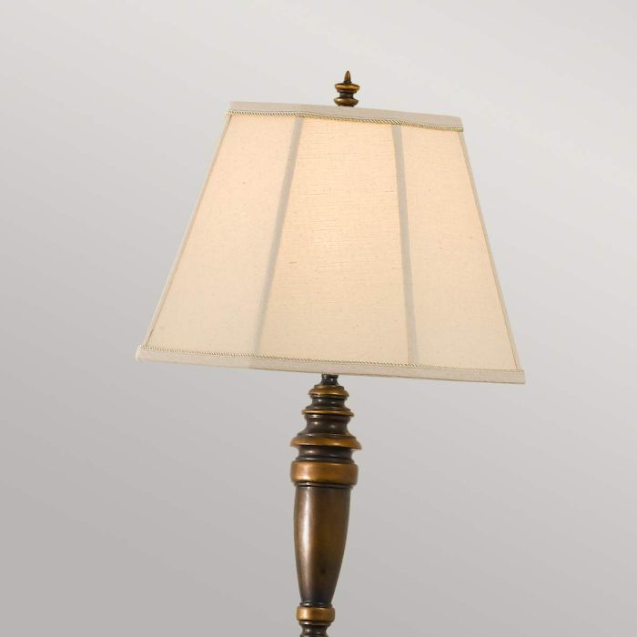 Elstead Lighting Lincolndale 1 Light Floor Lamp - Astral Bronze With Natural Shade