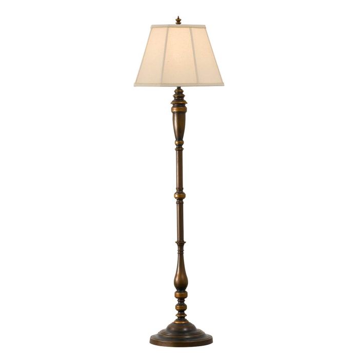 elstead lighting Lincolndale 1 Light Floor Lamp - Astral Bronze with Natural Shade