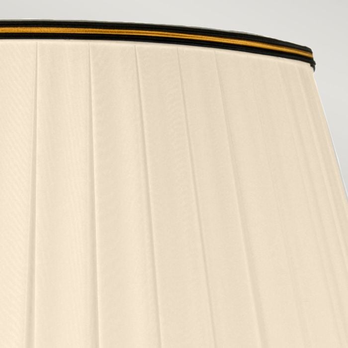 Elstead Lighting Louviers 1 Light Table Lamp With Tall Empire Shade - Oxblood And Gold With Ivory With Black And Gold Trim Shade